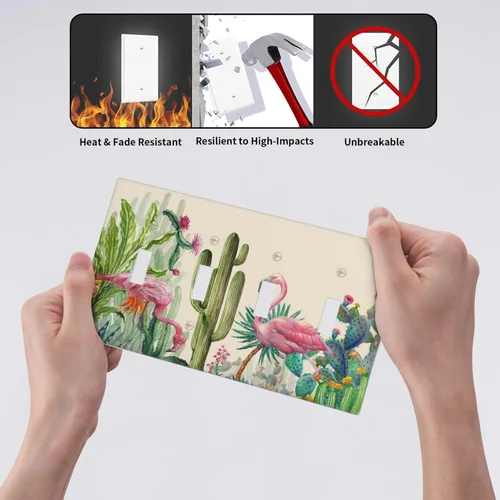 Miniatura 390 de Cubiertas de placa de pared de 3 gang con interruptor de luz de triple palanca, en negro y dorado con esplendor de oro rosa, estampado floral