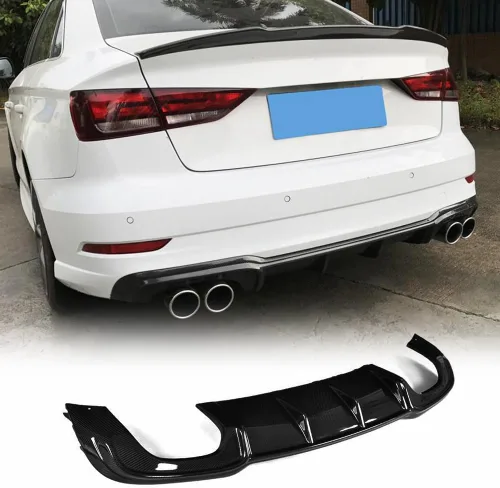 Miniatura 9 de Difusor trasero de fibra de carbono para Audi A3 Sline S3 Sedan 2017-2019 difusor trasero parachoques cubierta alerón