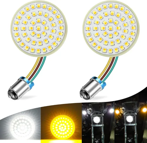Miniatura 8 de LivTee Señales de giro delanteras extremadamente brillantes y panel de luces LED Switchback de funcionamiento con base 1157 compatible con Harley