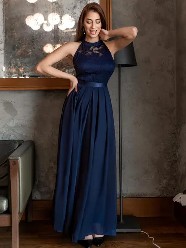 Miniatura 4 de Miusol Vestido de fiesta de noche de encaje floral vintage con cuello halter para mujer