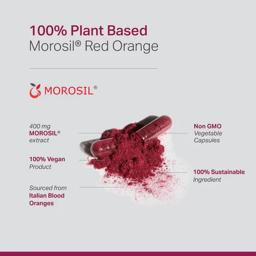 Miniatura 3 de Morosil: Suplemento antioxidante y nutricional para hombres y mujeres Bienestar y vitalidad Naranja roja Moro Sin OGM, sin gluten, 60 cápsulas