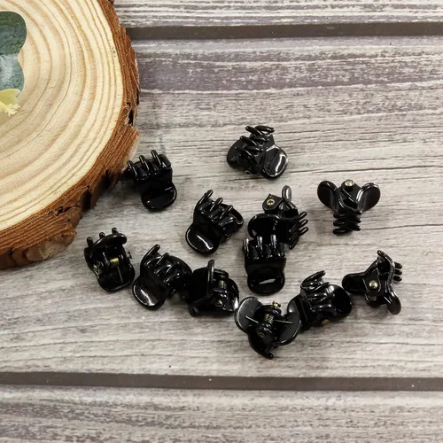 Miniatura 5 de BokWin 24 pinzas para el cabello de 0.394 in, pinzas de plástico para el cabello, pinzas de pelo negro brillante para niñas, mujeres y niños