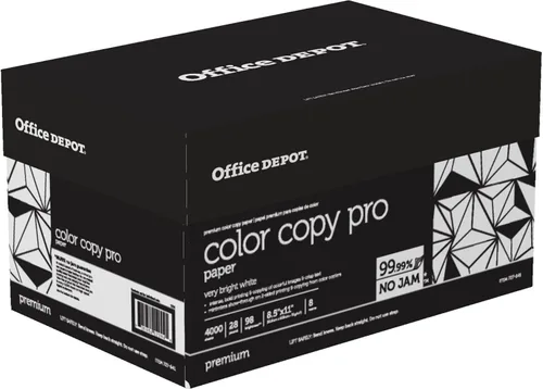 Office Depot Papel de copia a color, 8 1/2in. x 11in., 28 Lb, Resma de 500 hojas, caja de 8 resmas, 727641