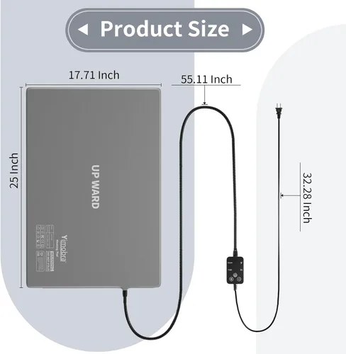 Miniatura 4 de Yimobra Almohadilla térmica para alfombras de baño, con función de memoria, temperatura ajustable (32-146 ℉) y tiempo (1-24 h), tapete de baño
