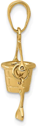 Miniatura 2 de Cubo de playa 3-D de oro amarillo sólido de 14 k con colgante de pala (0.472 in x 0.827 in), Oro, 0