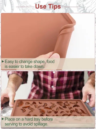 Miniatura 7 de Aulock 4 hojas deshidratadoras de alimentos de silicona con borde, compatibles con bandejas Cosori de 12" x 11", forro de bandeja cuadrado