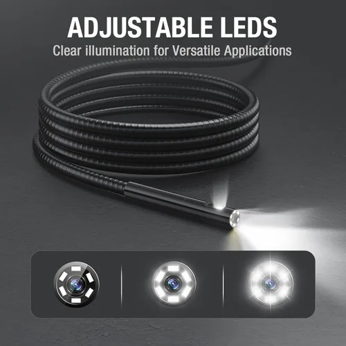 Miniatura 4 de Teslong Cámara de Inspección, Cámara de Boroscopio de Doble Lente con Luz, NTS300 Endoscopio Industrial IPS de 5", 1080P Impermeable Flexible