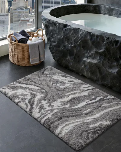 Miniatura 17 de DEXI Alfombra de baño de 17 x 30 pulgadas, suave y absorbente, antideslizante, lavable a máquina, alfombra de baño para suelo de ducha, bañera, Beige