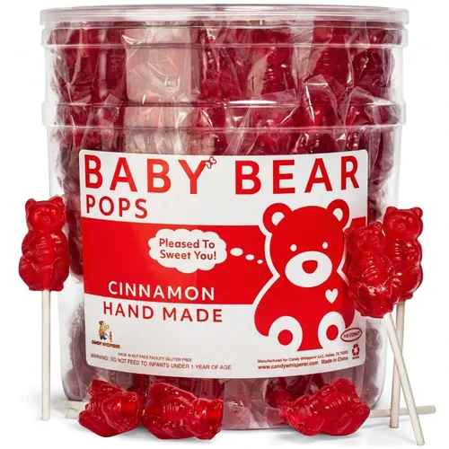 Miniatura 10 de Pink Bear Pops Lollipop Suckers: caramelos de oso bebé envueltos individualmente en un palo por Espeez - Bubble Gum Bears (24 unidades)