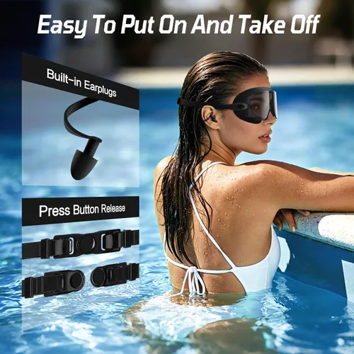 Miniatura 4 de Paquete de 2 gafas de natación para adultos, sin marco, antivaho con protección UV, gafas de natación con visión clara para hombres y mujeres Lente