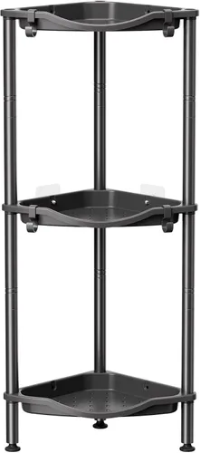Lifewit Estante de Ducha de 3 Niveles de Pie Esquinero, Estante Organizador de Baño de Plástico para Almacenamiento de Champú, Jabón Corporal, Negro