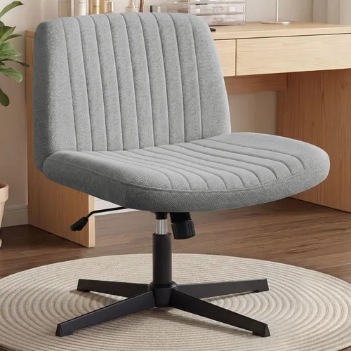 Miniatura 30 de Orange Factory Silla Criss Cross con Ruedas Silla de Escritorio de Tocador Ancha y Cómoda Base Dual de Cuero sin Brazos Ajustable Giratoria