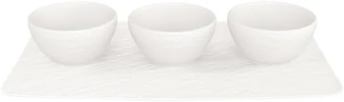 Villeroy & Boch Manufacture Rock Blanc - Juego de 4 cuencos para salsas y comida para dedos, porcelana premium, apto para lavavajillas, color blanco