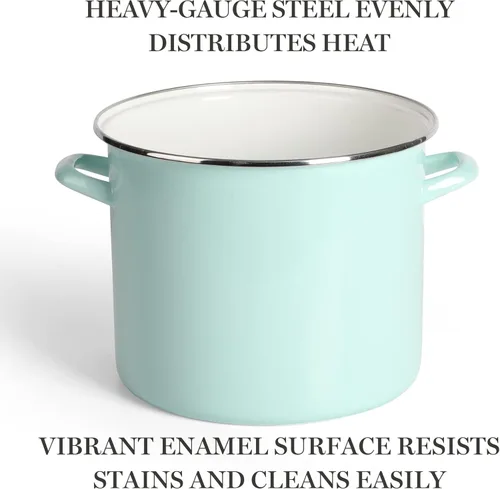 Miniatura 3 de Martha Stewart Thayer Olla de Caldo de 12 Cuartos de Galón Esmaltada sobre Acero Resistente a Rayones con Tapa – Azul Martha – Olla Duradera de Gran