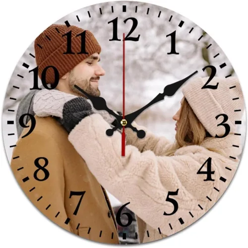 Reloj de pared personalizado, reloj de pared personalizado con imagen de texto fotográfico, para el hogar, oficina, decoración escolar, cumpleaños,
