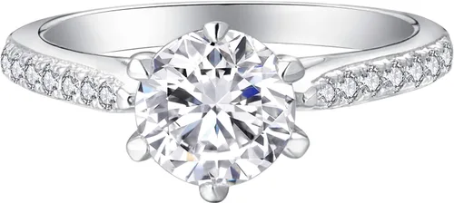 Miniatura 2 de JO WISDOM Anillo de compromiso de plata de ley 925 para mujer, con circonita cúbica 5A de 0.276 in, joyería para mujer