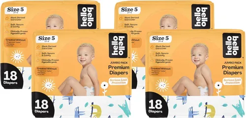 Miniatura 18 de Pañales Hello Bello, talla 4 (22-37 libras) Flower Child, 21 unidades de pañales desechables premium para bebé, hipoalergénicos con sensación suave