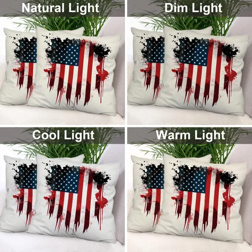 Miniatura 7 de Batmerry American Flag Ink Dot Throw Pillow Covers, Red Blue White Stars Abstract Decorative Pillow Covers Digital Printing Blended for Couch Sofa