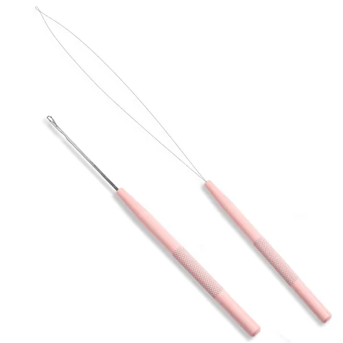 NEWISHTOOL El kit de herramientas de extensión de cabello incluye aguja de bucle de acero inoxidable para tirar de gancho y herramienta de Rosado