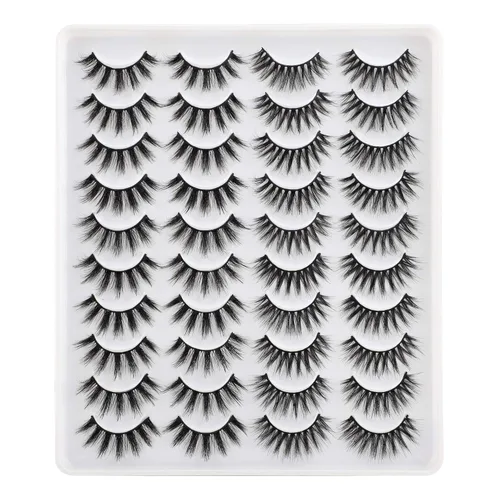 Miniatura 19 de LANFLOWER Pestañas postizas de aspecto natural 3D, pestañas de visón sintético esponjosas, pestañas de volumen de 0.787 in, pestañas hechas a mano