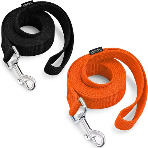 Miniatura 41 de AMAGOOD 6 pies de correas para cachorros/perros, correa de estilo tradicional resistente con gancho de cuello fácil de usar, correa para perros Negro