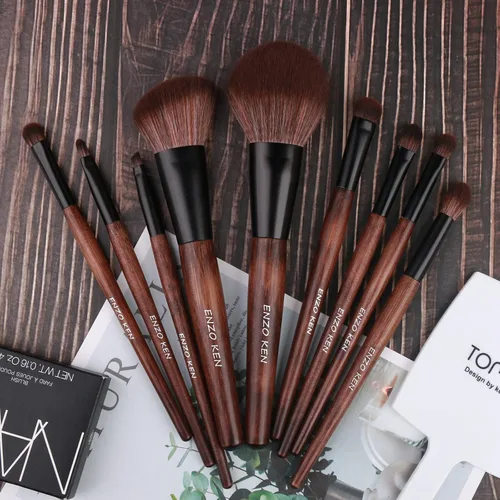 Miniatura 8 de Juego de brochas de maquillaje de bambú profesional, juego de brochas de maquillaje Sable con estuche de Luxury ENZO KEN, juego de brochas