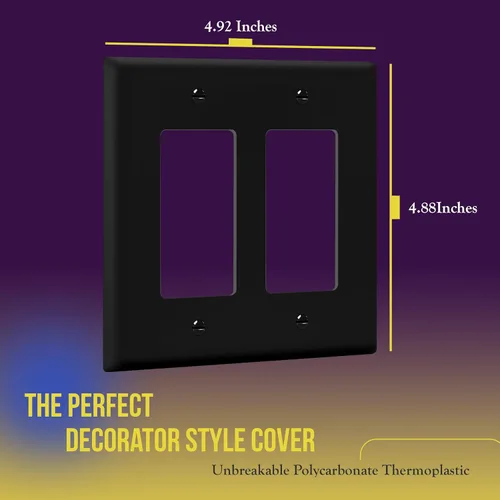 Miniatura 2 de ENERLITES - Placas decorativas de pared para interruptor de luz o toma de corriente, acabado brillante, tamaño intermedio, 2 bandas, 4.88 x 4.92