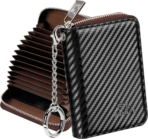 Miniatura 34 de FurArt Cartera con Cremallera para Mujeres, Cartera con Bloqueo RFID para Tarjetas de Crédito, Portador de Tarjetas de Presentación, Cartera Llavero