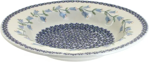 Miniatura 8 de Cerámica polaca de rosa azul – Plato de sopa azul violeta – 9.25 pulgadas de diámetro – Gran cuenco para sopas, ensaladas y pastas