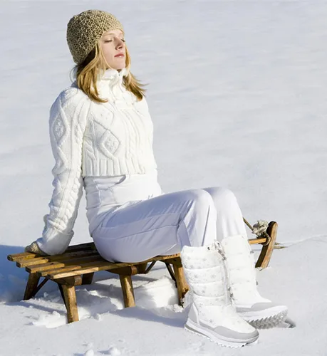 Miniatura 2 de DADAWEN - Botas de nieve para mujer, impermeables, con forro de piel