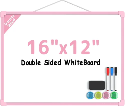 Miniatura 17 de MaxGear Pizarra de borrado en seco de doble cara, mini pizarra blanca colgante de 14 x 11 pulgadas, pequeña pizarra blanca con 3 marcadores