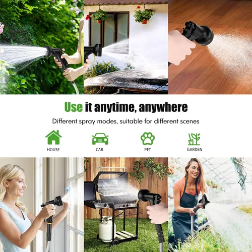 Miniatura 6 de Manguera de Jardín de Metal de 25 Pies, Manguera de Agua Resistente de Acero Inoxidable con Boquilla de 10 Funciones, Sin Torceduras, Resistente