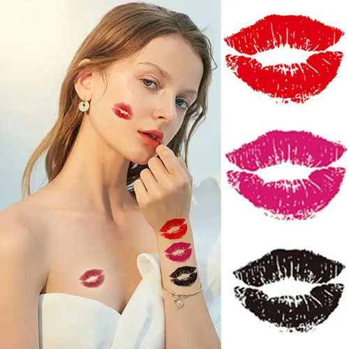 150 calcomanías de tatuajes temporales de San Valentín, tatuajes de labios sexy, decoración del día de San Valentín, calcomanías de tatuaje falso