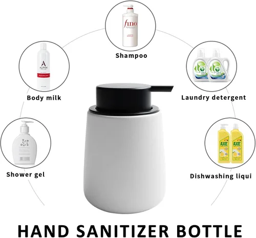 Miniatura 6 de Dispensador de jabón de cerámica con bomba fácil de prensar, dispensador de líquido de loción de manos para champú, baño, cocina, 12 onzas, blanco