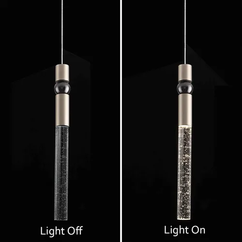 Miniatura 8 de JoollySun Mini lámpara colgante de cristal: 1 luz regulable colgante LED para baño de isla de cocina - oro pulido
