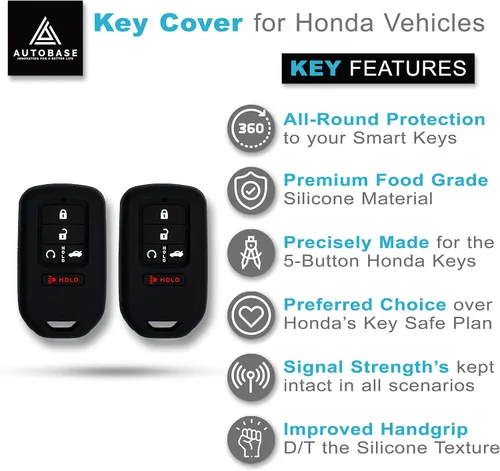 Miniatura 3 de Autobase Funda de silicona para llavero Honda Accord Civic CR-V CRV Pilot Passport Insight EX EX-L Touring Accesorio para automóvil Funda