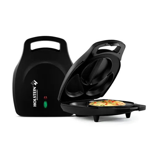 Miniatura 17 de Holstein Housewares - Máquina para hacer tortillas y frittatas de acero inoxidable de 2 secciones, revestimiento antiadherente, fácil de limpiar