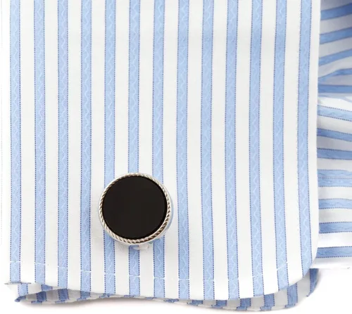 Miniatura 3 de Gemelos y tachuelas de esmoquin acanalados con diseño único francés, para hombre, boda, negocios, para hombres, madreperla y tachuelas con caja