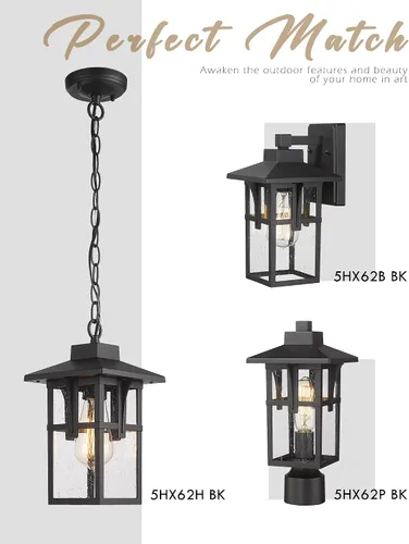 Miniatura 7 de HWH INVESTMENT Lámpara de pared para interiores y exteriores, con pantalla de vidrio sembrado, accesorios de luz impermeables para porche, puerta