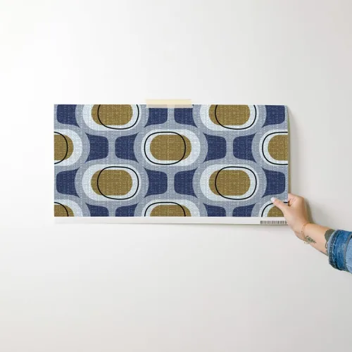 Miniatura 7 de Peel & Stick Wallpaper Swatch - Orbs Navy Brown Mid Century Modern Mod Scale 1950S 1960S 1970S Retro Circles Artistic Custom Removable Wallpaper by
