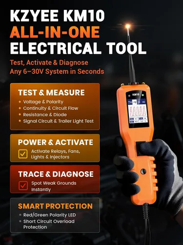 Miniatura 2 de KZYEE KM10 Kit de Sonda de Circuito de Potencia, Probador de Circuito Automotriz 12V 24V, Multímetro Digital, Buscador de Cortocircuitos, Probador