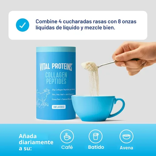 Miniatura 5 de Vital Proteins Péptidos de colágeno en polvo, promueve la salud del cabello, las uñas, la piel, los huesos y las articulaciones, sin sabor 9.33 onzas
