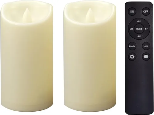 Miniatura 10 de CANDLE CHOICE Velas LED sin flama, impermeables, de pilas, para exteriores, con control remoto y temporizador, luz blanca parpadeante de resina