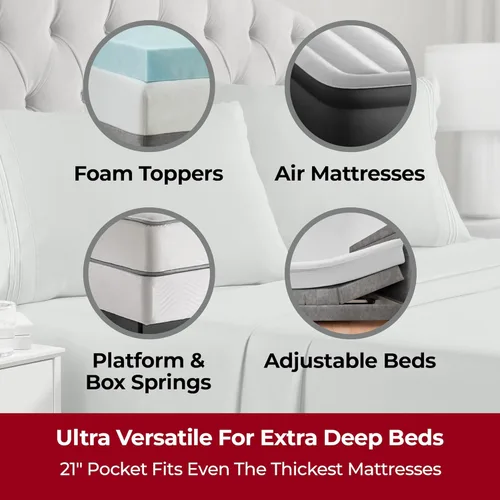 Miniatura 2 de Mellanni Sábanas extra profundas de tamaño Queen - 4 piezas de la colección icónica de ropa de cama - Sábanas de lujo de hotel, ultra suaves