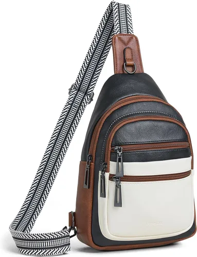 Miniatura 9 de Leresas - Bolsa de 7L para colgarse para mujeres y hombres, 4 bolsillos con cremallera, bolsas de moda estilo bandolera, riñonera, bolso de cuero