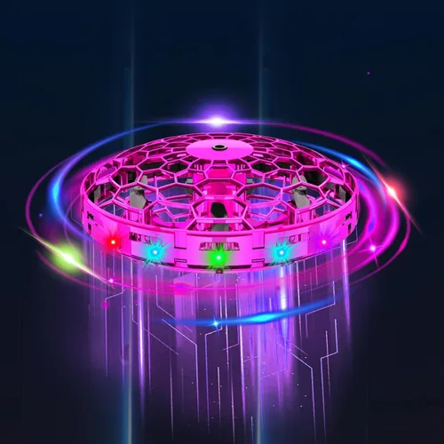 Miniatura 8 de Mini dron para niños, pequeño dron operado a mano en interiores y exteriores, juguete colorido de pelota voladora con acrobacias, juguetes STEM