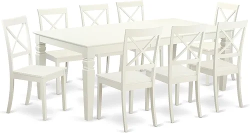 Miniatura 11 de East West Furniture LGBO7-LWH-W - Juego de cocina de 7 piezas que consta de una mesa rectangular con hojas de mariposa y 6 sillas de comedor, 42 x