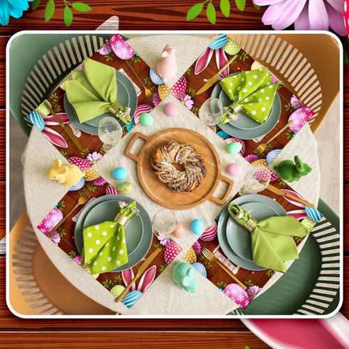 Miniatura 6 de Tenceur 100 manteles individuales desechables de papel de Pascua, huevos de conejo de Pascua, manteles individuales de papel para primavera