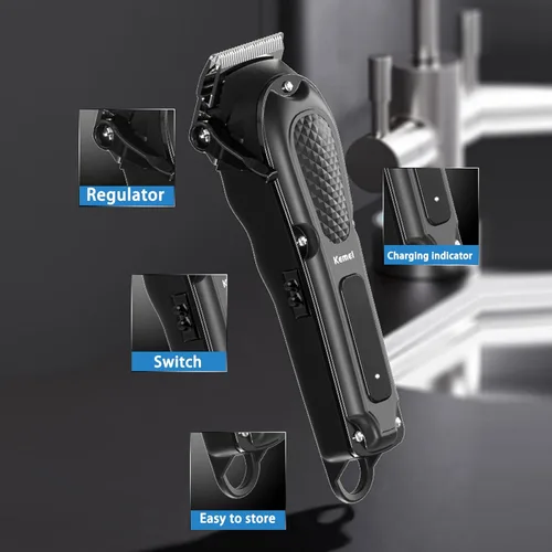 Miniatura 2 de KEMEI KM-1071 - Cortapelos para hombre, profesional, inalámbrica, con cable, para cortar y arreglar el cabello, recortadora de barba recargable
