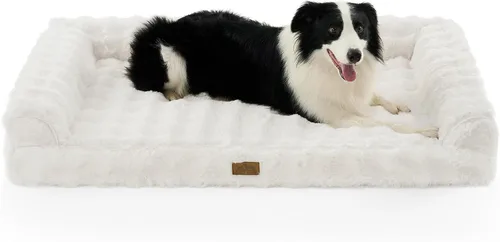 Miniatura 15 de COZY KISS Cama ortopédica de piel sintética de conejo para perro, cama grande para perro, sofá de espuma de apoyo para mascotas con funda de forro
